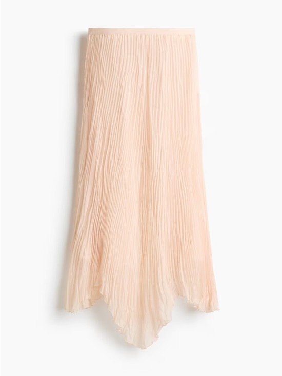 Dresses & Skirts - Pleated Handkerchief Hem Maxi Skirt - Cream Blush
